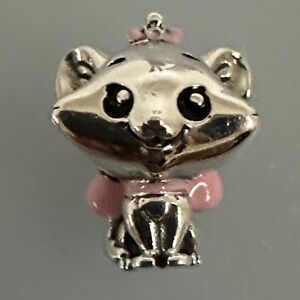 Pandora Disney Silver and Pink cat Charm